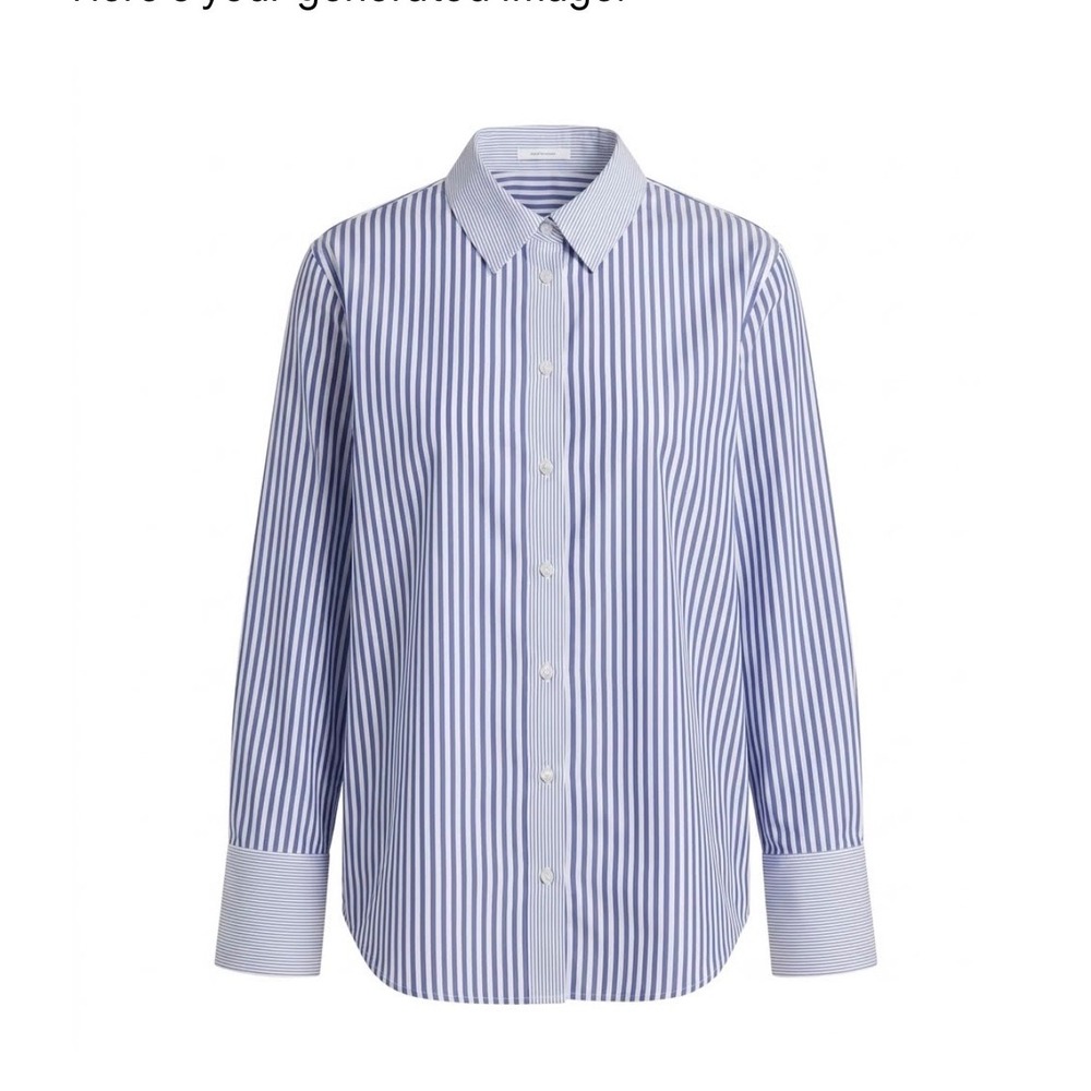 Chicos Blue & White Striped Button Down Shirt No-Iron Cotton Top Size 2 : Preppy